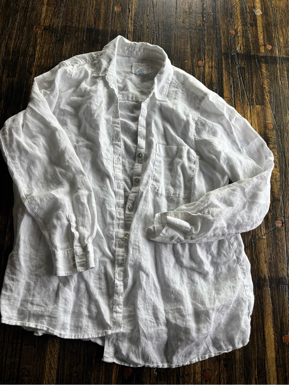 Sigrid Olsen White 100% Linen Button-Front Shirt